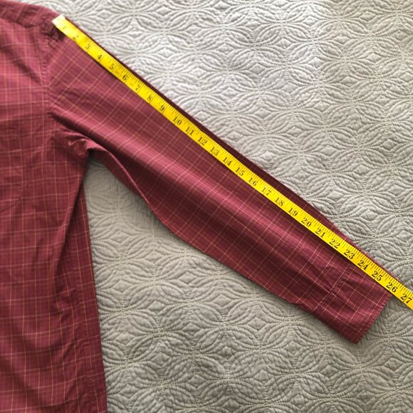 J. Crew Burgundy Plaid Secret Wash Shirt, Large, Slim - Picture 7 of 8
